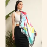 Women's Crepe Silk Neck Wraps Scarves Horse Riding Print - Image 4