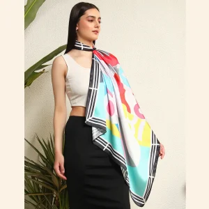 Women's Crepe Silk Neck Wraps Scarves Horse Riding Print - Image 4