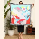 Women's Crepe Silk Neck Wraps Scarves Horse Riding Print - Image 7