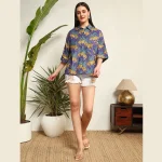 Women's Fashion oversized Summer Cotton Shirt Purple Leopard Print - Image 5