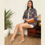 Women's Fashion oversized Summer Cotton Shirt Purple Leopard Print - Image 6