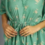 Women's Green Palm Tree Print Cotton Kaftan Dress - Image 5