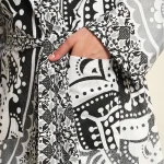 Women's Long Sleeve Bathrobe Handmade Mandala Print - Image 9