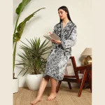 Women's Long Sleeve Bathrobe Handmade Mandala Print - Image 5