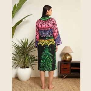 Women's Mandala Printed Cotton Nightwear Robe - Image 7