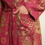 Women's Maroon & Gold Mandala Print Bathrobe - Image 8