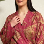 Women's Maroon & Gold Mandala Print Bathrobe - Image 7