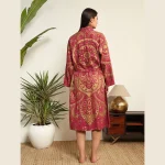 Women's Maroon & Gold Mandala Print Bathrobe - Image 6