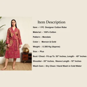 Women's Maroon & Gold Mandala Print Bathrobe - Image 9