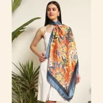 Women's Neck Wrap Scarf Yellow Mandala Print