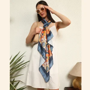 Women's Neck Wrap Scarf Yellow Mandala Print - Image 4
