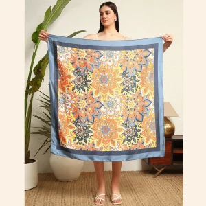Women's Neck Wrap Scarf Yellow Mandala Print - Image 5