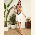 Women's Neck Wrap Scarf Yellow Mandala Print - Image 6