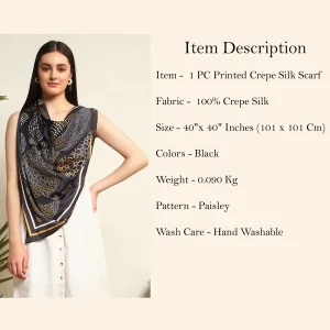 Women's Paisley Print Neck Headscarf (Black) - Image 10