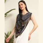 Women's Paisley Print Neck Headscarf (Black) - Image 3