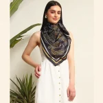 Women's Paisley Print Neck Headscarf (Black) - Image 2