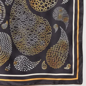 Women's Paisley Print Neck Headscarf (Black) - Image 9