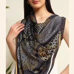 Women's Paisley Print Neck Headscarf (Black) - Image 8