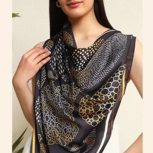 Women's Paisley Print Neck Headscarf (Black) - Image 8