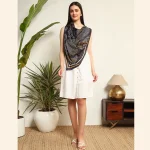 Women's Paisley Print Neck Headscarf (Black) - Image 7