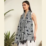 Women's Pure Cotton Neck Wrap Blue Floral Stole - Image 6