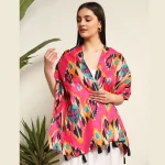 Women's Scarf Pink Ikat Print Cotton Fabric Dupatta - Image 2