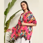 Women's Scarf Pink Ikat Print Cotton Fabric Dupatta - Image 3