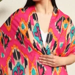 Women's Scarf Pink Ikat Print Cotton Fabric Dupatta - Image 7
