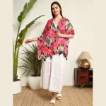 Women's Scarf Pink Ikat Print Cotton Fabric Dupatta - Image 5