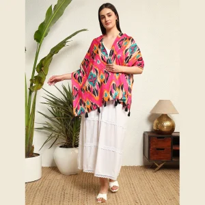 Women's Scarf Pink Ikat Print Cotton Fabric Dupatta - Image 5