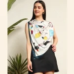 Women's White Inseparable Print Silk Square Scarf