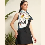 Women's White Inseparable Print Silk Square Scarf - Image 2