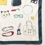 Women's White Inseparable Print Silk Square Scarf - Image 7