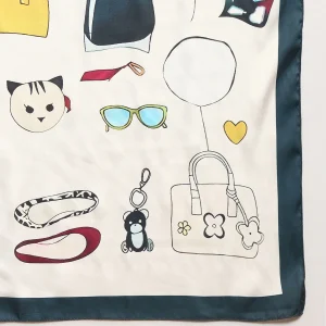 Women's White Inseparable Print Silk Square Scarf - Image 7