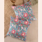 16" Luxury Blue Floral Print Cushion Cover - Image 2