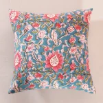 16" Luxury Blue Floral Print Cushion Cover - Image 3
