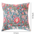 16" Luxury Blue Floral Print Cushion Cover - Image 6