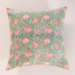 2 Set of Handmade Floral Printed Green Cushion Cover - Image 3