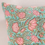 2 Set of Handmade Floral Printed Green Cushion Cover - Image 5