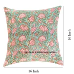 2 Set of Handmade Floral Printed Green Cushion Cover - Image 6
