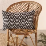 20"x12" Pillow Case Indian Handmade Black White Zig Zag