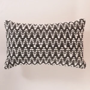 20"x12" Pillow Case Indian Handmade Black White Zig Zag - Image 3
