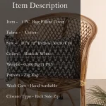 20"x12" Pillow Case Indian Handmade Black White Zig Zag - Image 7