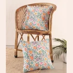 Beautiful Floral Print Canvas Fabric Cushion Cover