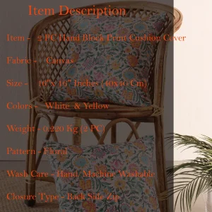 Beautiful Floral Print Canvas Fabric Cushion Cover - Image 7