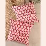 Beautiful Red Leaf Printed Canvas Cushion Cover 16" - Image 2