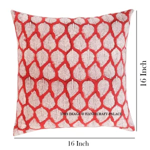 Beautiful Red Leaf Printed Canvas Cushion Cover 16" - Image 6