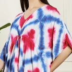 Beautiful Tie Dye Print Rayon Sundress Blue Pink Kaftan - Image 8
