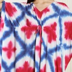 Beautiful Tie Dye Print Rayon Sundress Blue Pink Kaftan - Image 9