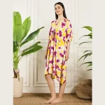 Beautiful Yellow & Purple Tie Dye Printed Kimono Kaftan - Image 4